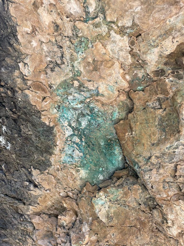 Copper vein in rockface