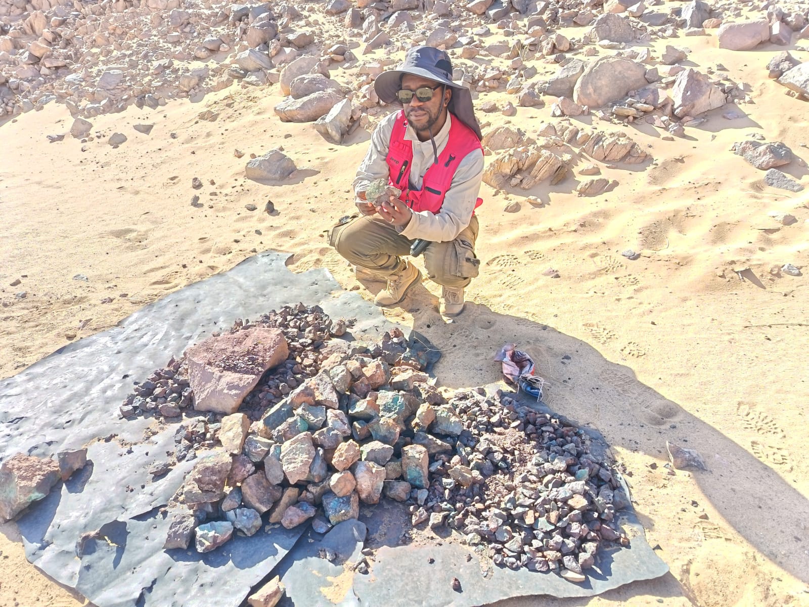 Geologist collecting samples